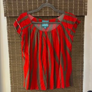Escapada Red and Brown Striped Blouse